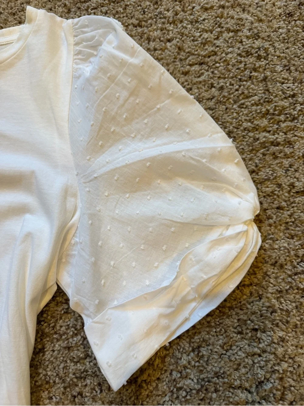 J Crew White Puff Sleeve Knit Top